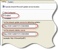 Group Policy - Specify Intranet Microsoft Update Service Location