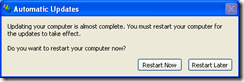 Windows Update Agent Restart Request on WinXP