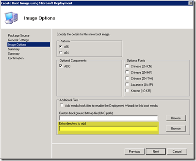 MDT Boot Image creation wizard