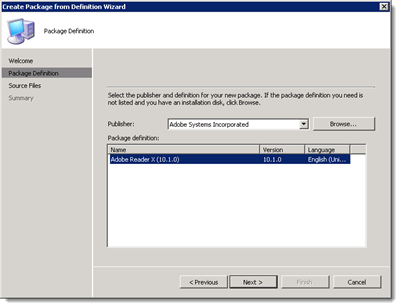 Create Package From Definition Wizard
