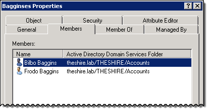 The Target Security Group in AD