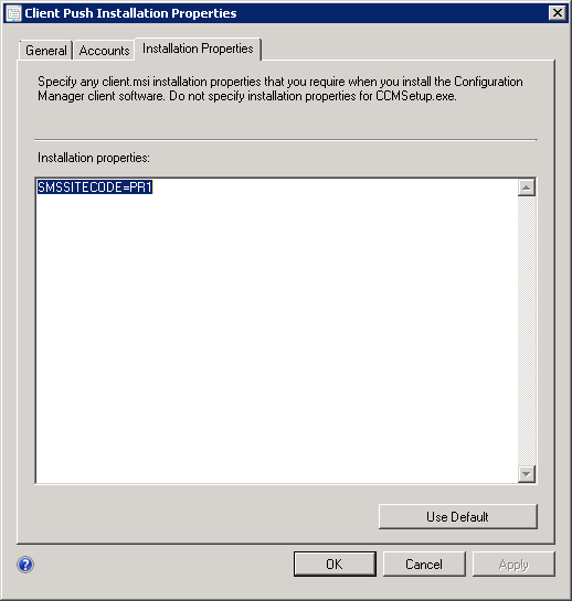 Client Installation Properties