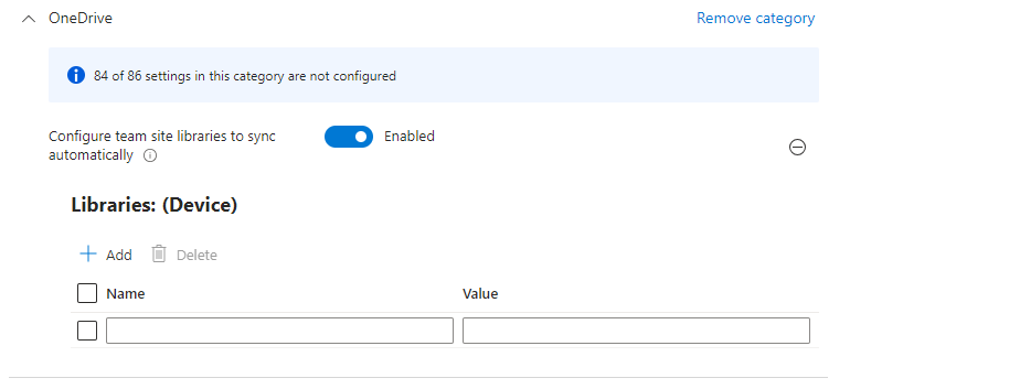 configure team site libraries to sync automatically with the onedrive client