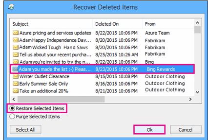 exchange online deleted items recovery