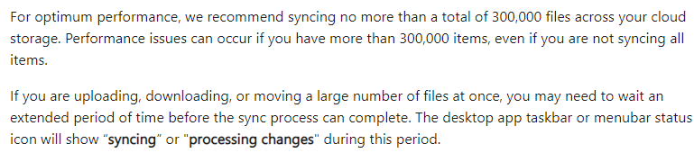 onedrive sharepoint limit of 300,0000 files will give performance issues