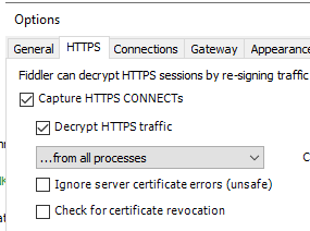 enable the option in fiddler to decrypt https traffic to capture all traffic to and from Intune and entra. 