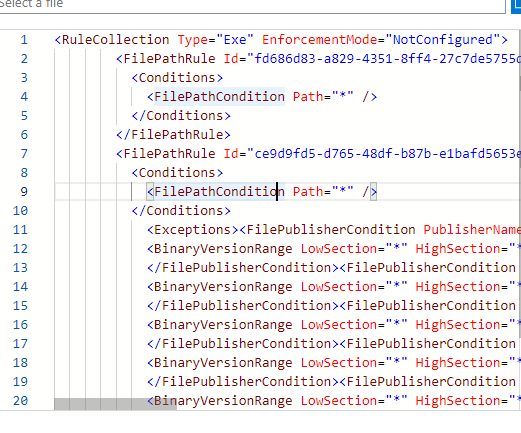 an applocker policy which blockes the executables corrosponding to the command prompt, powershell and the registry tools