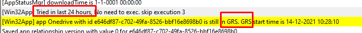 the Win32 app failed to be installed and the GRS will now retry to install the app the next day. Retry Failed win32app
