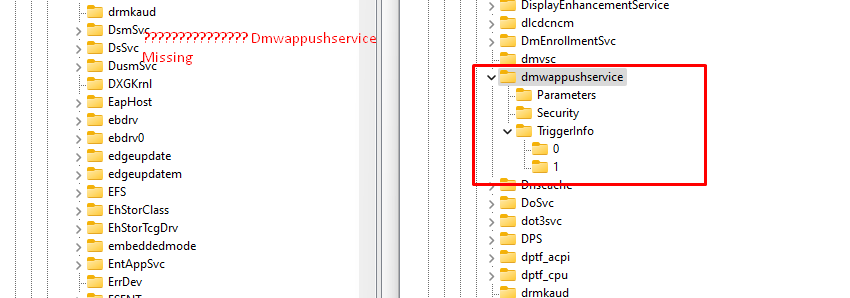 dmwappushservice is missing on the device