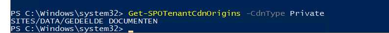 executing the Get-SPOTenantCdnOrigins command to check if the site is private