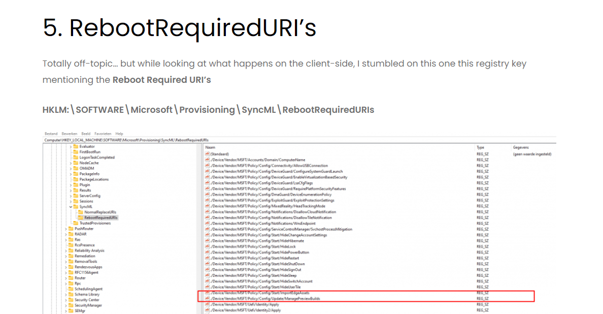 rebootrequireduris is showing us a lot of information about which policies can trigger a reboot