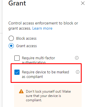 require device to be marked as compliant oonditional access policy