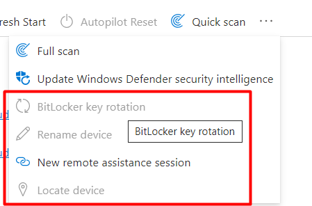 bitlocker key rotation greyed out on entra registered devices