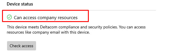 after changing the primary user and clicking on check access the device is compliant and can access company resources again