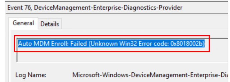 WIndows Device Enrollment error 8018002b