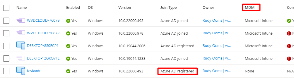 overview with Entra Joined, Azure AD registered devices