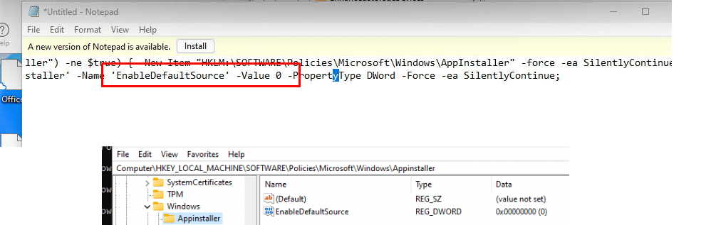 creating an oma-uri to configure the enabledefaultsource