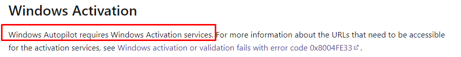 windows autopilot requires the windows activation services