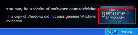 windows xp genuine microsoft software