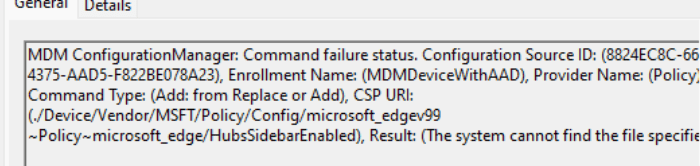 edge admx ingestion showing that the system cannot find the file specified