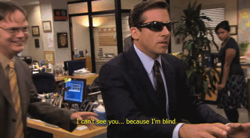 Because I'm blind" he says as he looks directly at the camera :  r/DunderMifflin