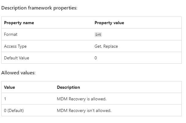 Intune MDM Recovery