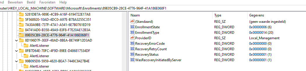 WasRecoveryInitiatedByServer in the Enrollments registry