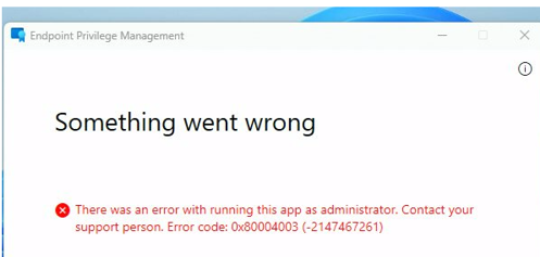 0x8004003 EPM error SOmething went Wrong