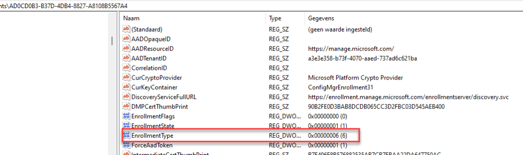 changing the intune enrollmenttype from  6 to 14 temporarily so i can target it with the localmdm powershell module