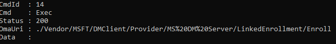 manually enrolling the device to MMP-C showed the status 200. THis means the execution is successful and with it the epm agent should get installed