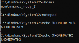 homepath and homedrive command are not working from the system account