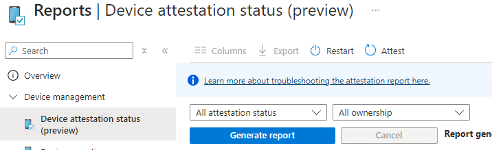 Device Attestation Status Report