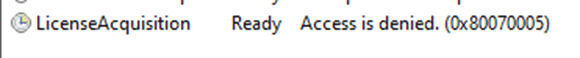 licenseacquistion shows access is denied