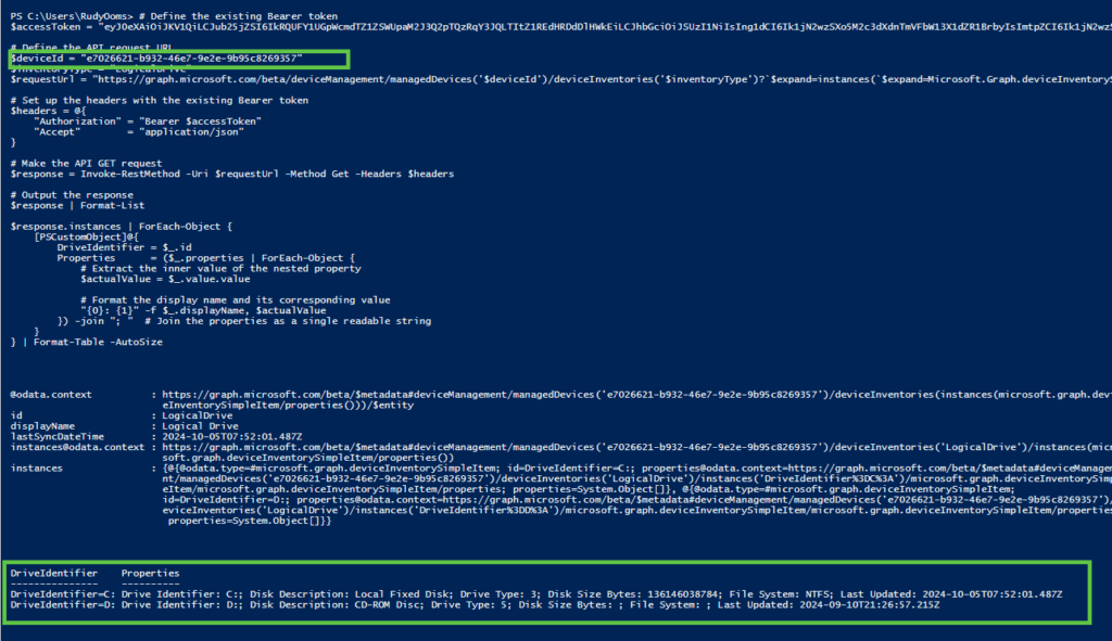 using graph to query the device inventory data with graph from the data platform