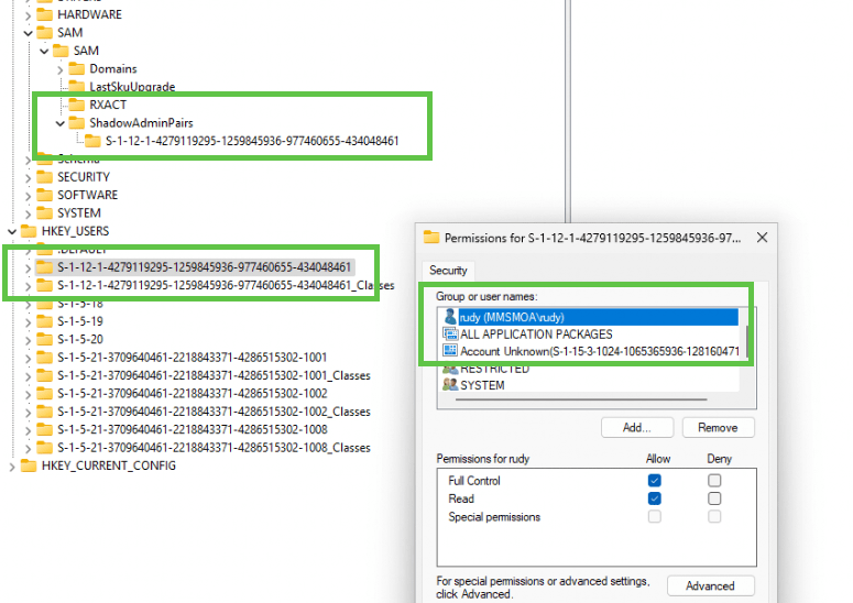 the shadowadminparis sid connects to the entra user